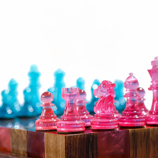 Granadas Rosé Royale Chess Set – Handmade Pink & White Wood & Resin Granadas.store