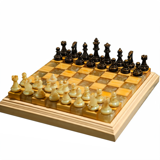 Amethyst Glow Handmade Chess Set | Purple Wood, Epoxy Resin & LED Backlight Granadas.store