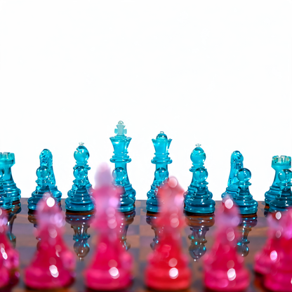 Granadas Rosé Royale Chess Set – Handmade Pink & White Wood & Resin Granadas.store