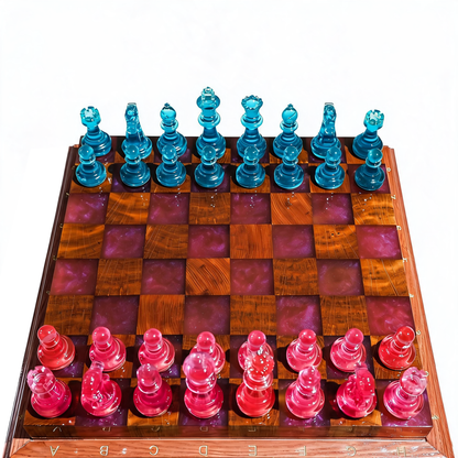 Granadas Rosé Royale Chess Set – Handmade Pink & White Wood & Resin Granadas.store
