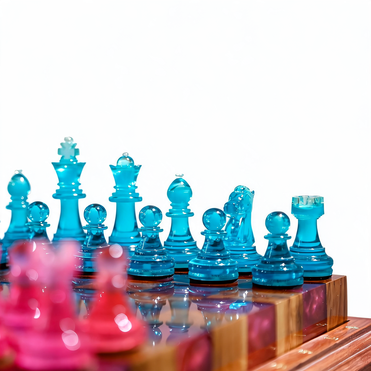Granadas Rosé Royale Chess Set – Handmade Pink & White Wood & Resin Granadas.store