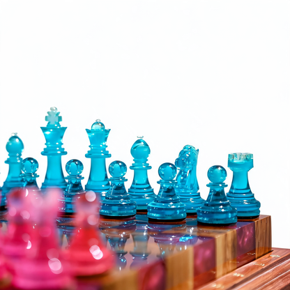 Granadas Rosé Royale Chess Set – Handmade Pink & White Wood & Resin Granadas.store
