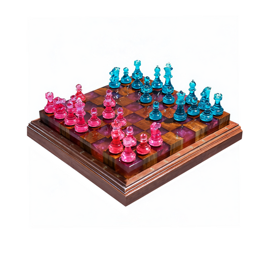 Granadas Rosé Royale Chess Set – Handmade Pink & White Wood & Resin Granadas.store