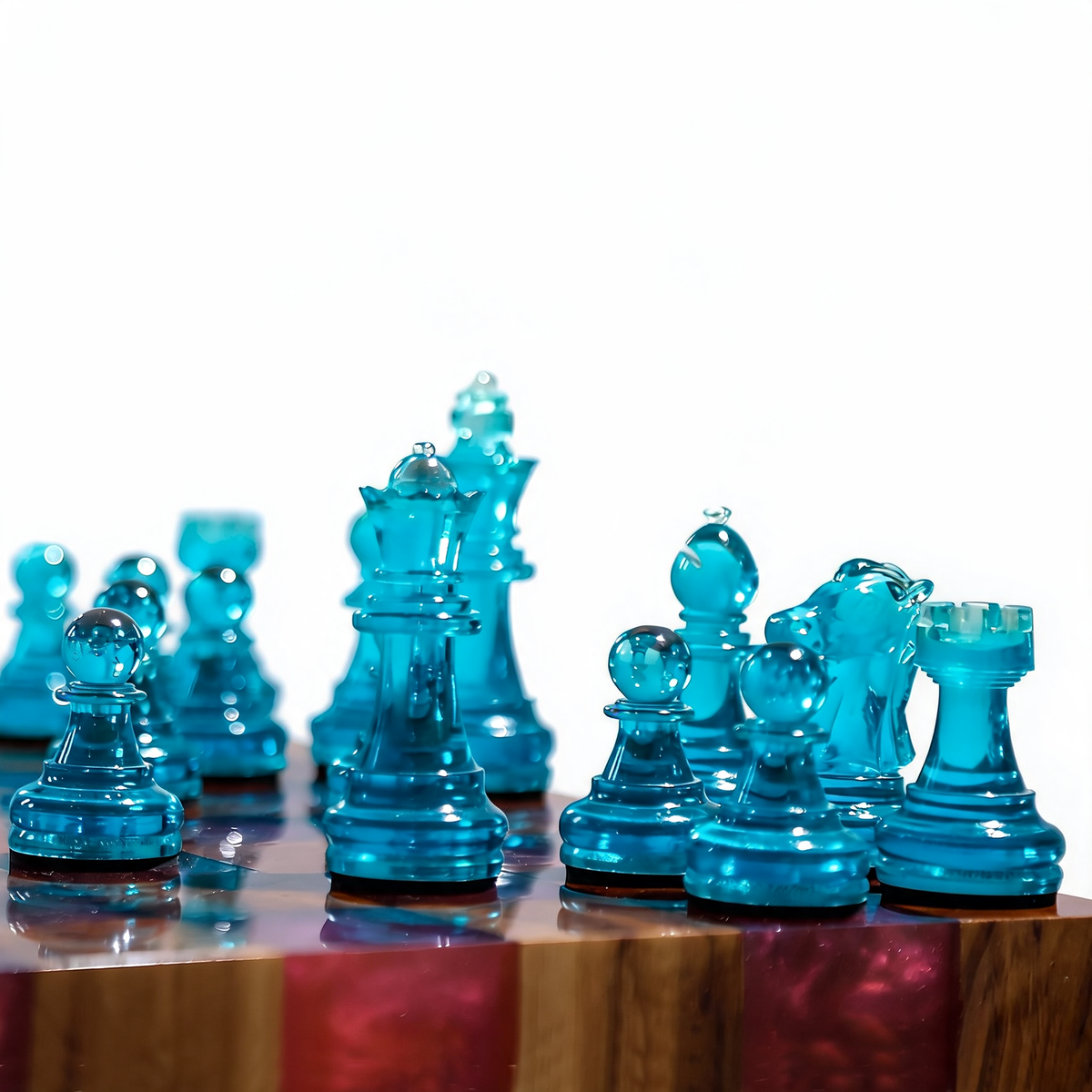 Granadas Rosé Royale Chess Set – Handmade Pink & White Wood & Resin Granadas.store