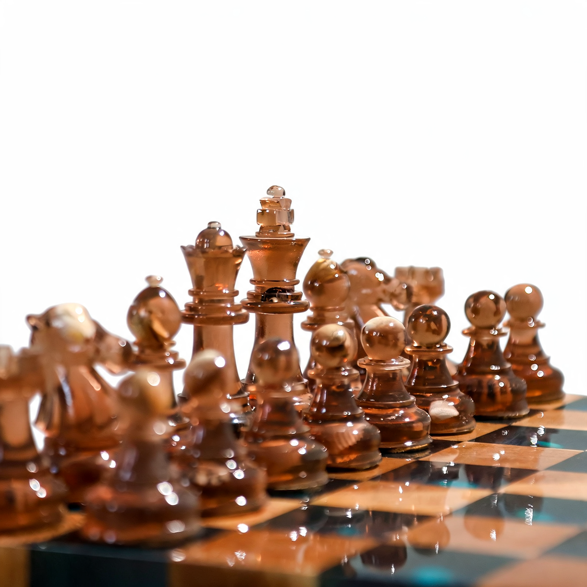 Ocean Pearl Handmade Chess Set | Blue Wood & Epoxy Resin Granadas.store