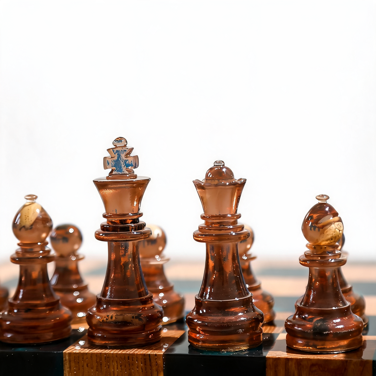 Ocean Pearl Handmade Chess Set | Blue Wood & Epoxy Resin Granadas.store