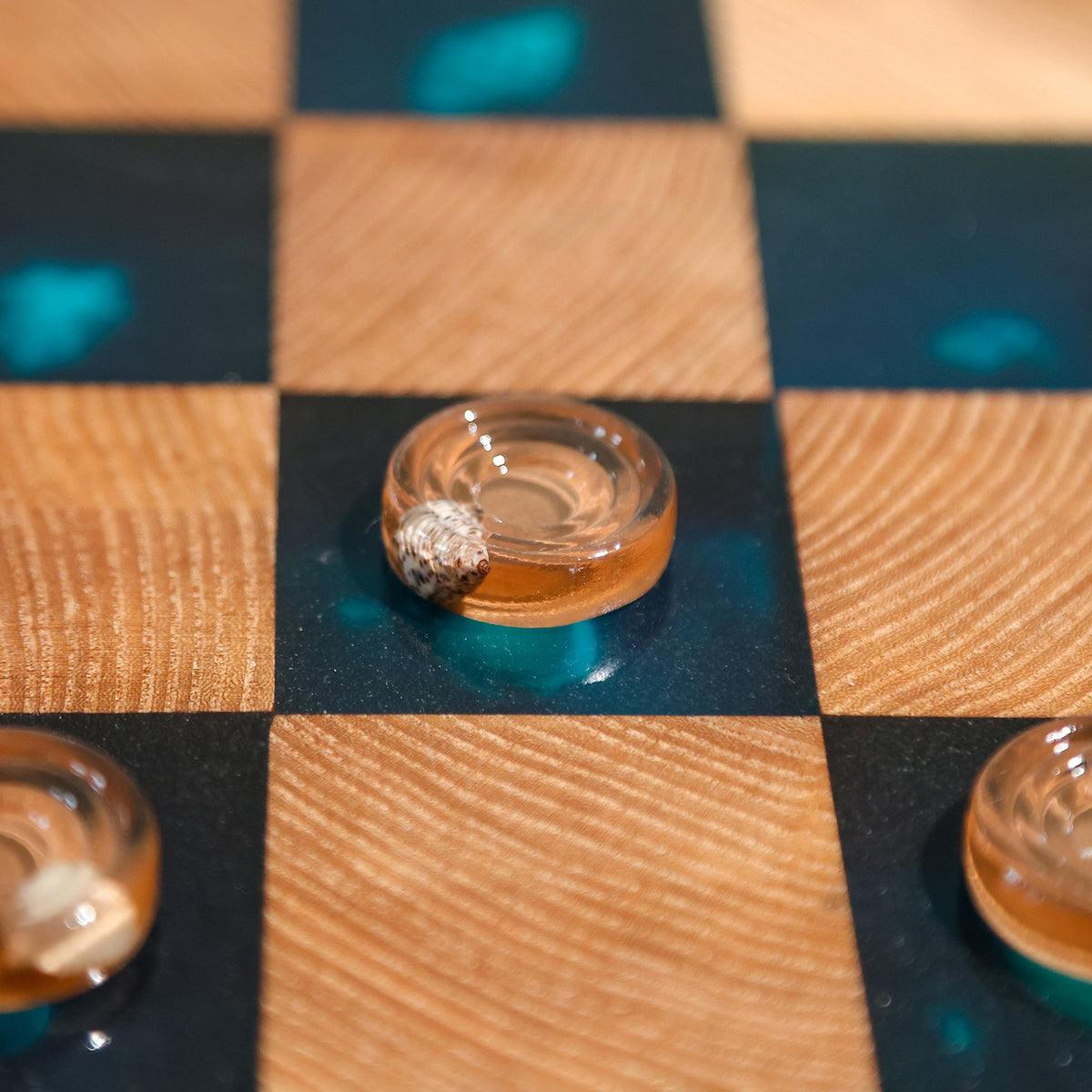 Ocean Pearl Handmade Chess Set | Blue Wood & Epoxy Resin Granadas.store