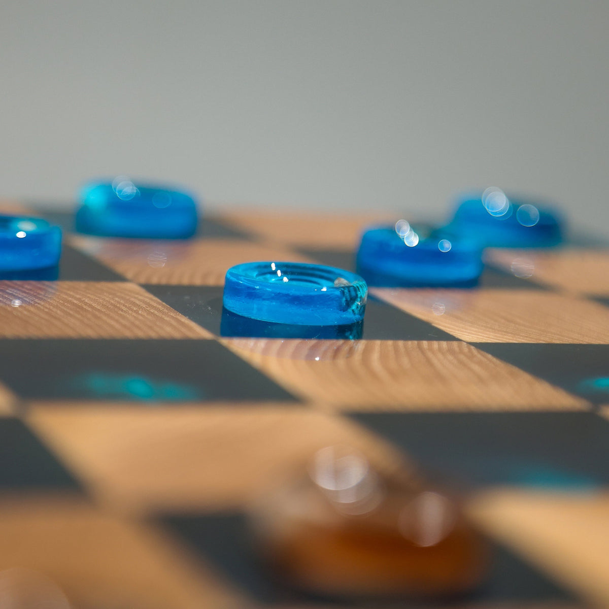 Ocean Pearl Handmade Chess Set | Blue Wood & Epoxy Resin Granadas.store