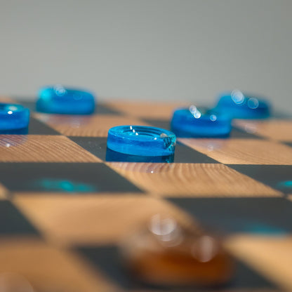 Ocean Pearl Handmade Chess Set | Blue Wood & Epoxy Resin Granadas.store