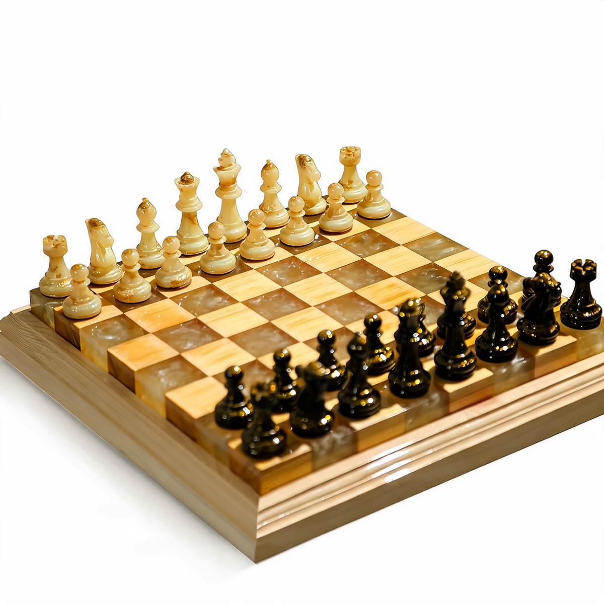Amethyst Glow Handmade Chess Set | Purple Wood, Epoxy Resin & LED Backlight Granadas.store