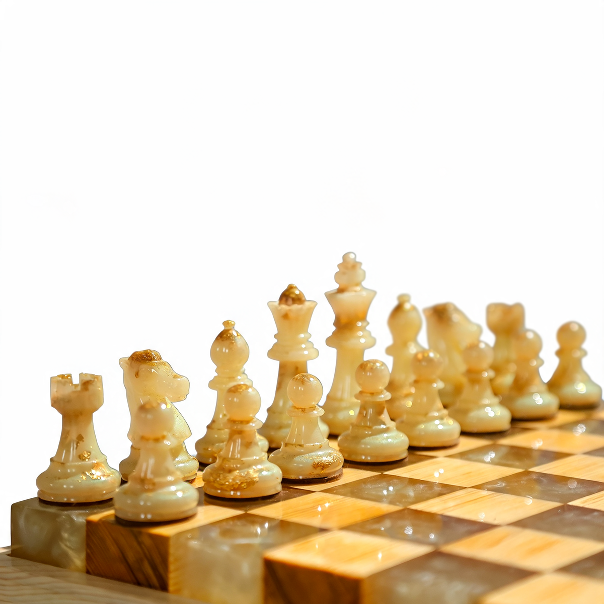 Amethyst Glow Handmade Chess Set | Purple Wood, Epoxy Resin & LED Backlight Granadas.store