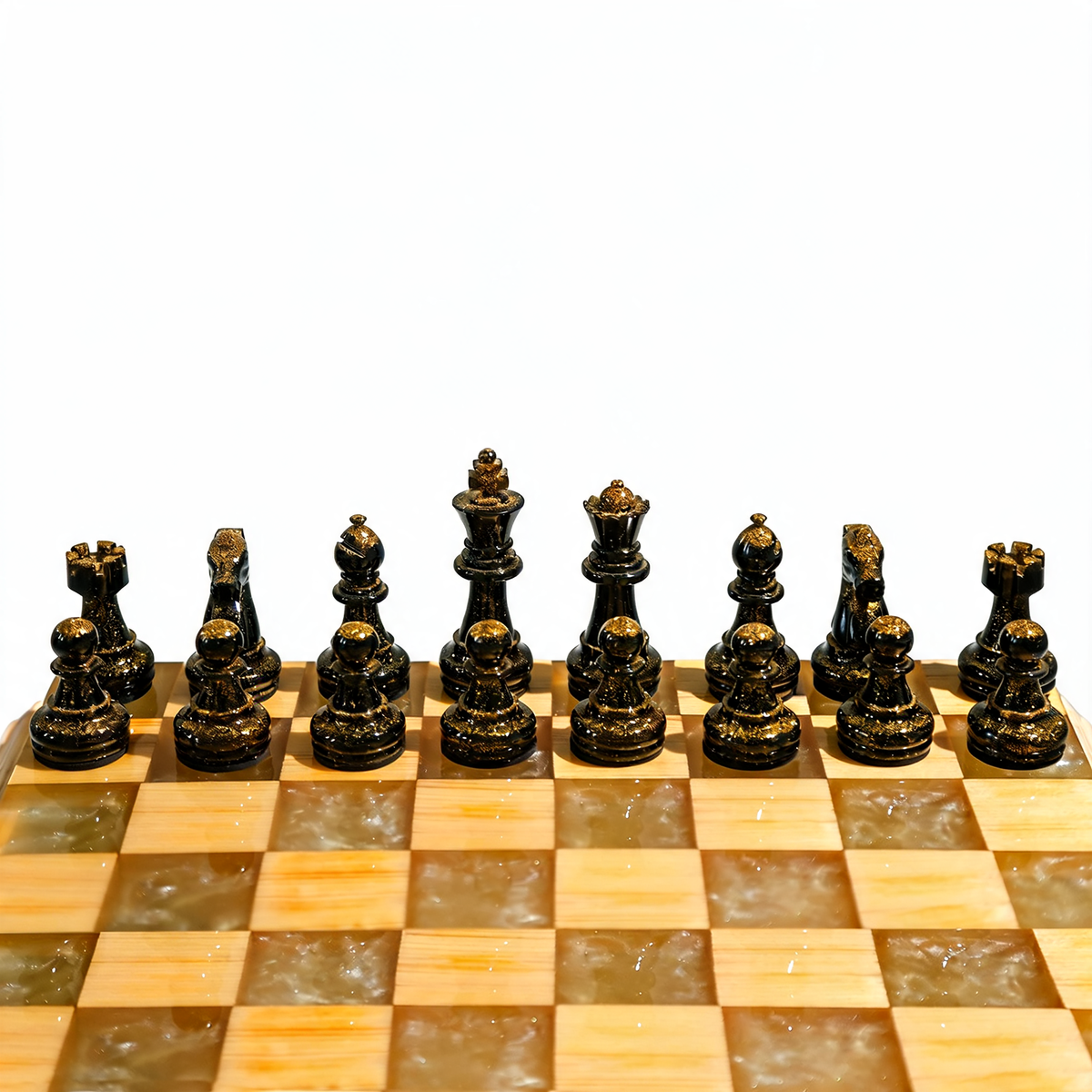Amethyst Glow Handmade Chess Set | Purple Wood, Epoxy Resin & LED Backlight Granadas.store