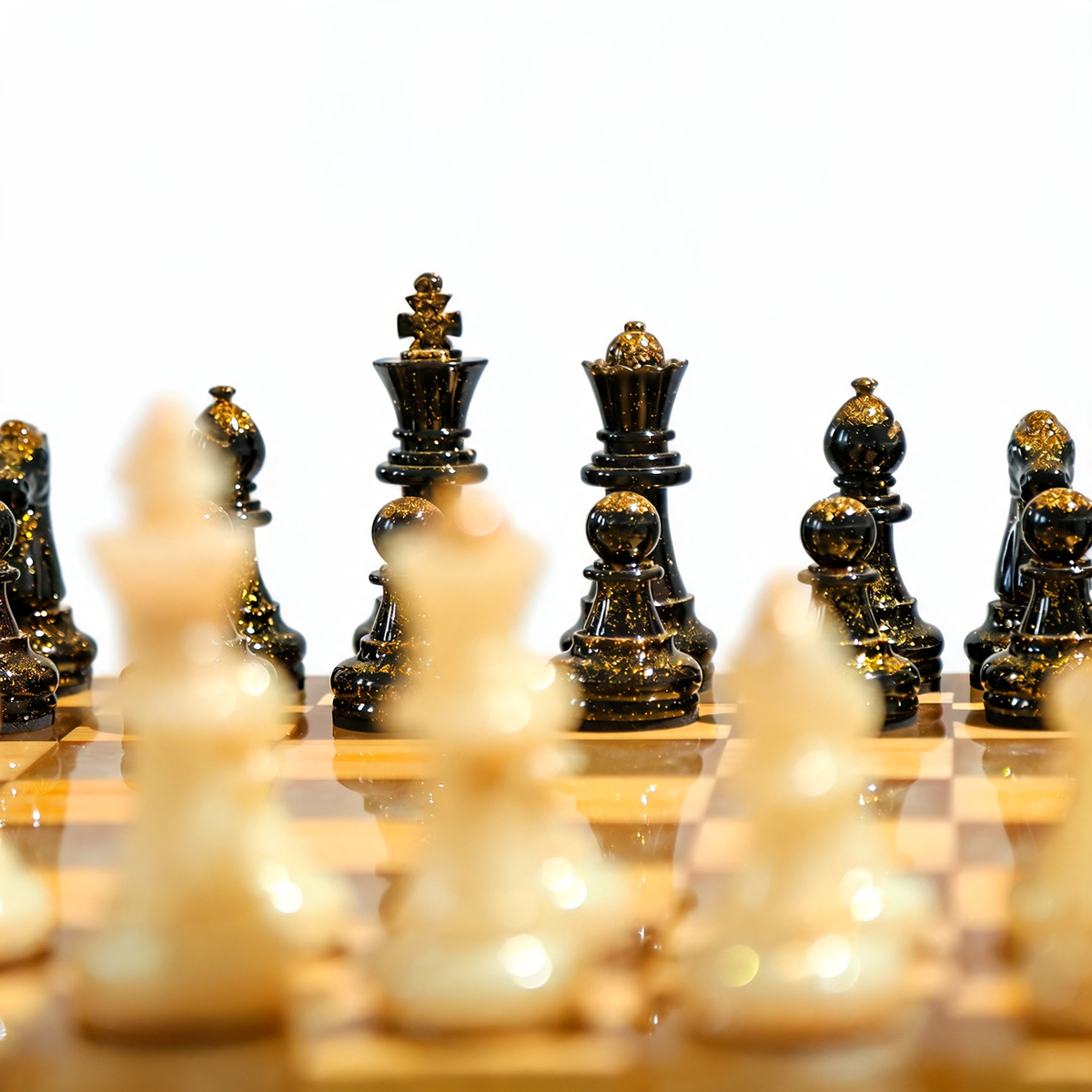 Amethyst Glow Handmade Chess Set | Purple Wood, Epoxy Resin & LED Backlight Granadas.store