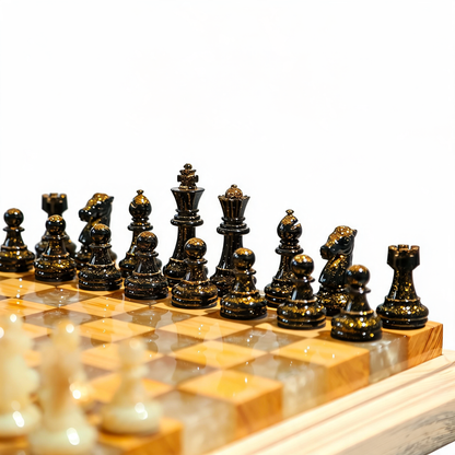Amethyst Glow Handmade Chess Set | Purple Wood, Epoxy Resin & LED Backlight Granadas.store