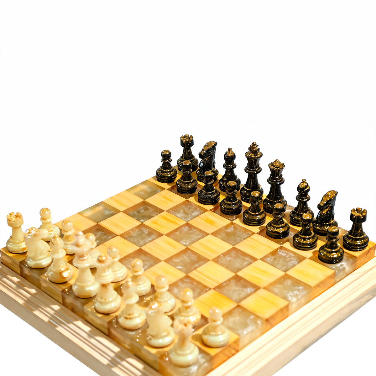 Amethyst Glow Handmade Chess Set | Purple Wood, Epoxy Resin & LED Backlight Granadas.store