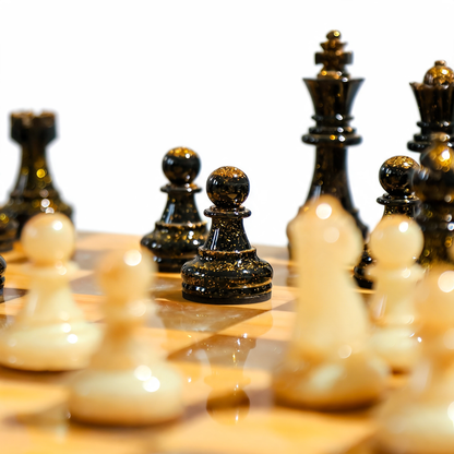 Amethyst Glow Handmade Chess Set | Purple Wood, Epoxy Resin & LED Backlight Granadas.store