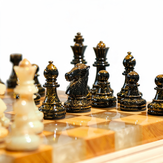 Amethyst Glow Handmade Chess Set | Purple Wood, Epoxy Resin & LED Backlight Granadas.store