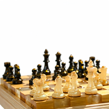 Amethyst Glow Handmade Chess Set | Purple Wood, Epoxy Resin & LED Backlight Granadas.store