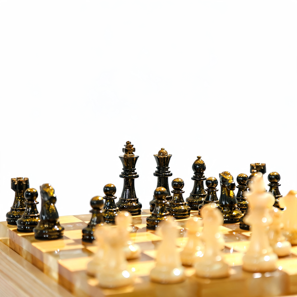 Amethyst Glow Handmade Chess Set | Purple Wood, Epoxy Resin & LED Backlight Granadas.store
