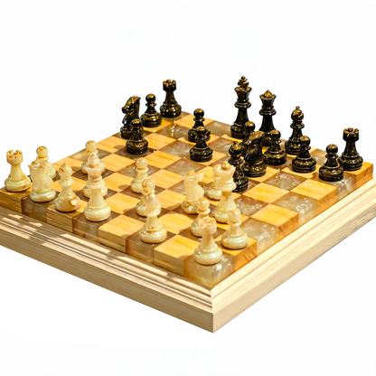 Amethyst Glow Handmade Chess Set | Purple Wood, Epoxy Resin & LED Backlight Granadas.store