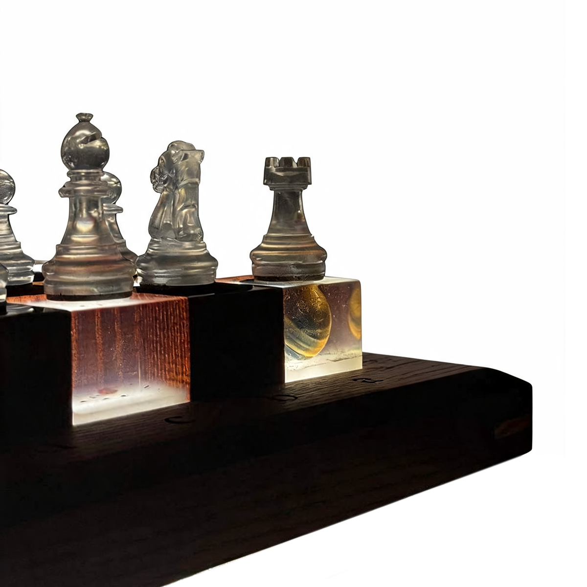 Granadas Space Chess Set – Handmade Wood & Resin with LED Backlight Granadas.store