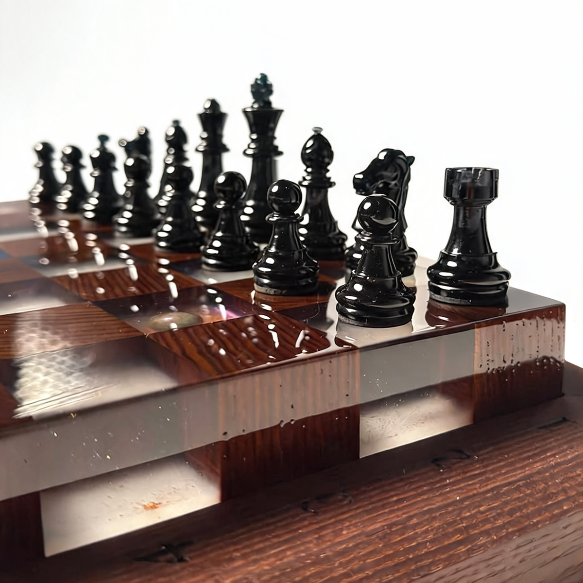 Granadas Space Chess Set – Handmade Wood & Resin with LED Backlight Granadas.store