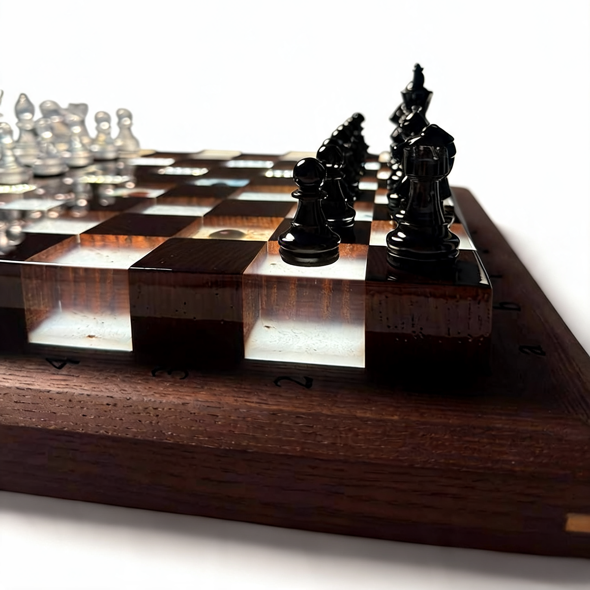 Granadas Space Chess Set – Handmade Wood & Resin with LED Backlight Granadas.store