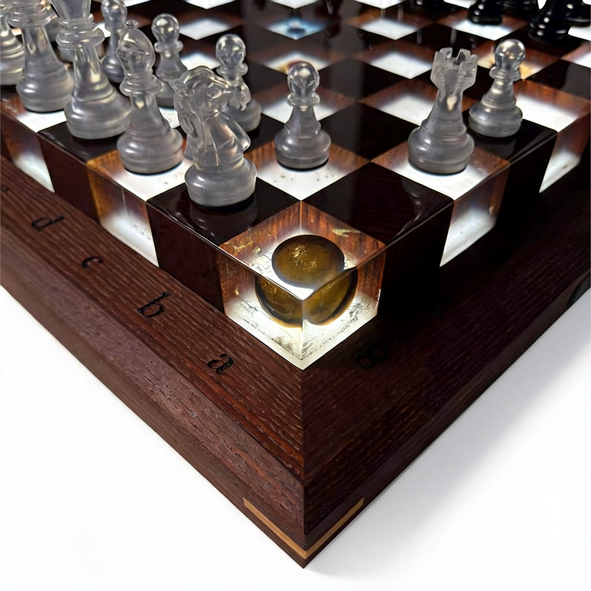 Granadas Space Chess Set – Handmade Wood & Resin with LED Backlight Granadas.store