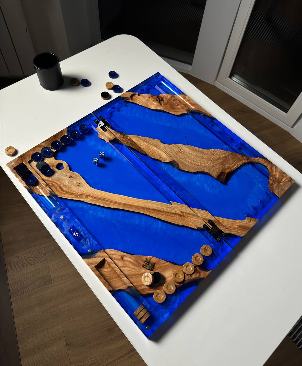 Backgammon in blue with mother-of-pearl - Granadas.store
