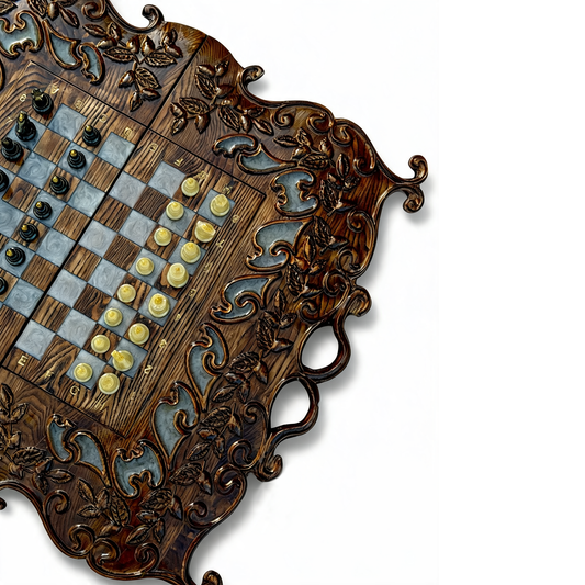 Royal Grove 2-in-1 Chess & Backgammon Set | Handmade Wood & Epoxy Granadas.store