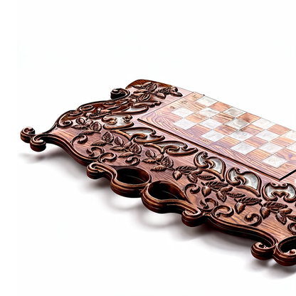 Ornate Carved Wooden Chess Set Granadas.store
