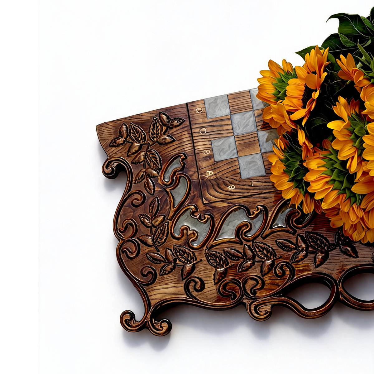 Ornate Carved Wooden Chess Set Granadas.store
