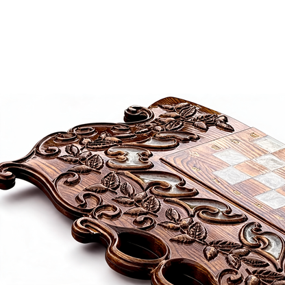 Ornate Carved Wooden Chess Set Granadas.store