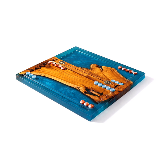 Azure Tide Handmade Backgammon Set | Turquoise Wood & Epoxy Resin Granadas.store